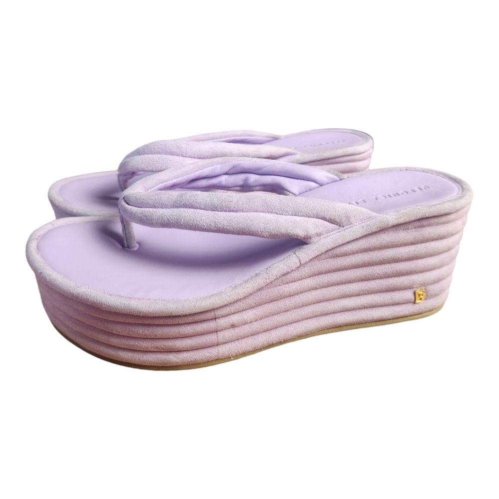 Veronica Beard Geno Lavender Suede Platform Sandals 90's Inspired Wedge Sz 10.5 - Picture 2 of 9